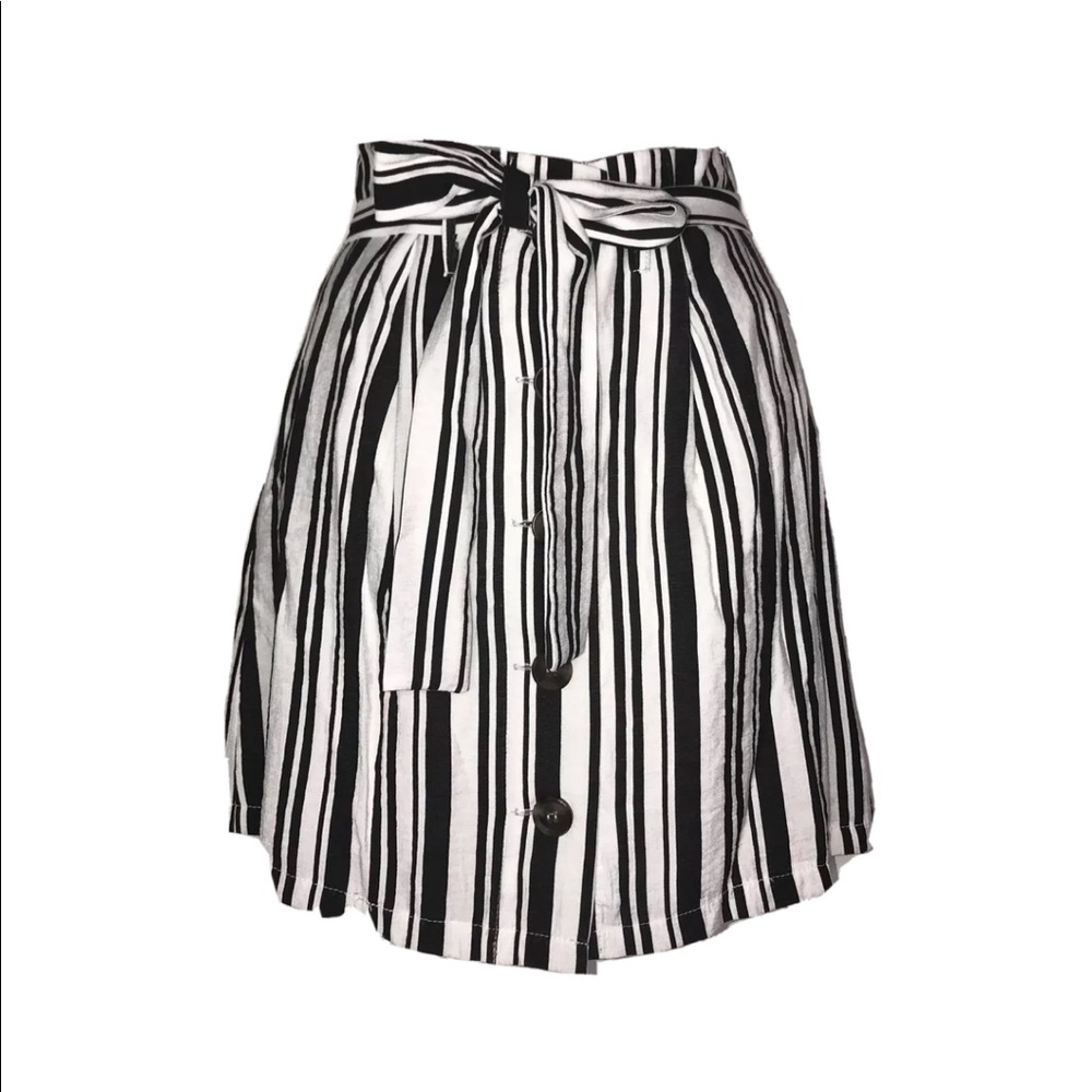 She + Sky paper bag button tie waist skirt.